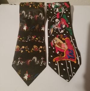 Looney Tunes Lot of 2 Neck Ties Vintage Christmas